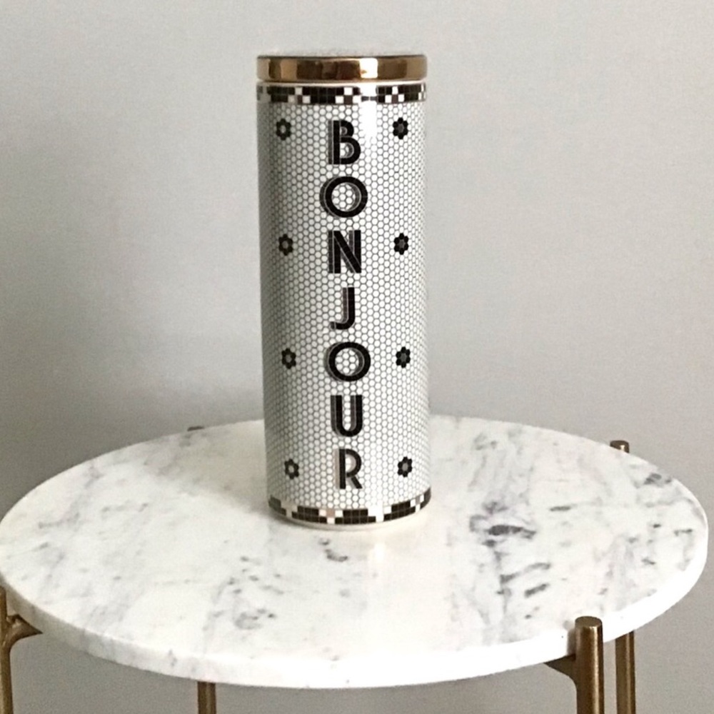 Anthropologie RARE Bistro Tile Bonjour Canister New In Box New With Tag - Picture 4 of 11